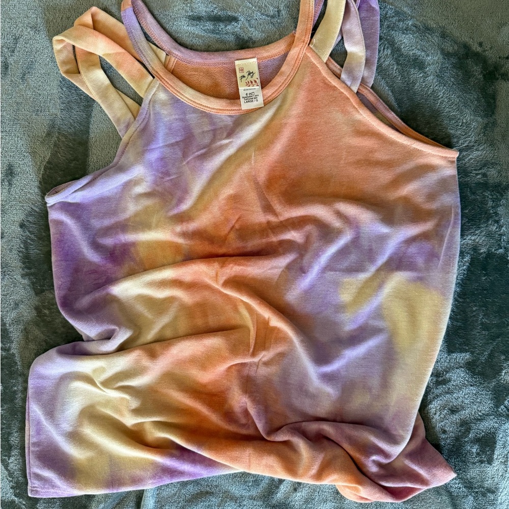 7th Ray Orange Sleeveless Tank Top Tie-Dye